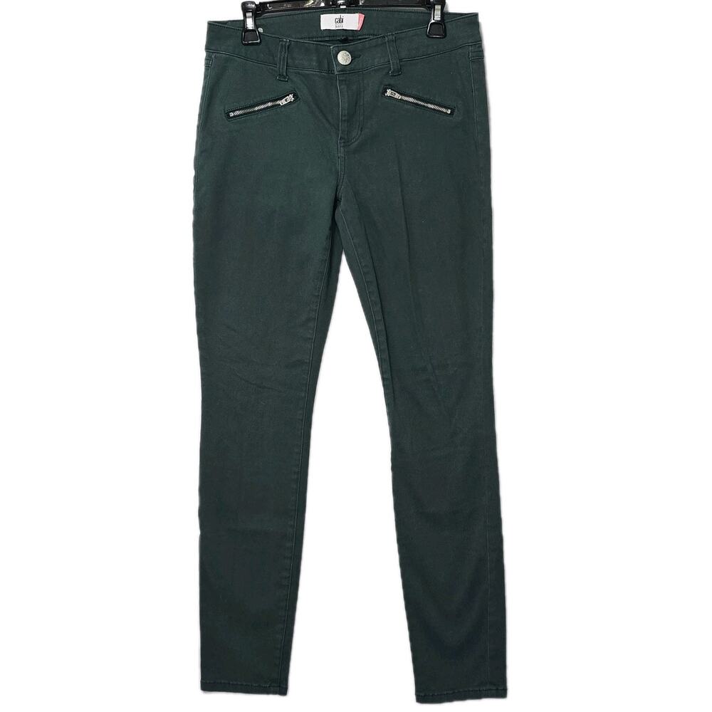 Cabi Women’s Skinny Jeans Size 8 Green Stretch Zip Pocket Style 3388